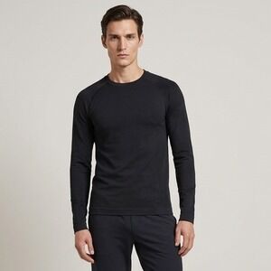 FIGS Makato Seamless Longsleeve Underscrub Mens Medium Black W22KW1010 Raglan